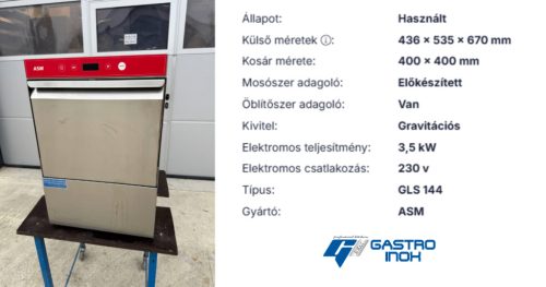 ASM GLS 144 professzionális pohármosogatógép