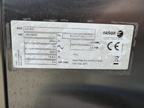FAGOR Concept CO-501 Professzionális tányérmosogató gép - Használt